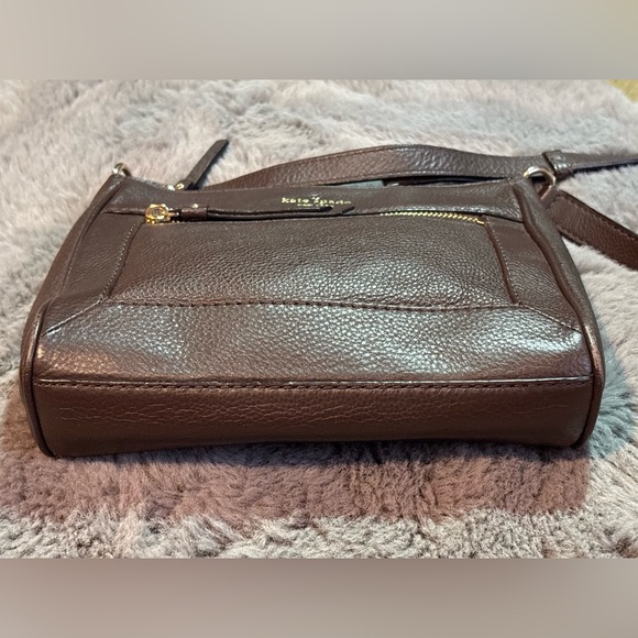 Kate Spade New York Pebbled Leather Crossbody Purse/ Bag In Mocha Brown - Picture 11 of 16